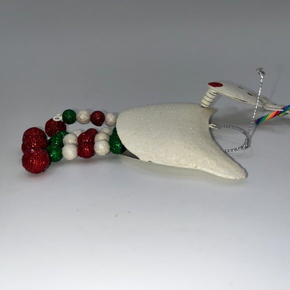 Vintage Pier One Pier 1 Metal Glitter Reindeer Ornament Red Green Dangly Legs - Picture 6 of 15